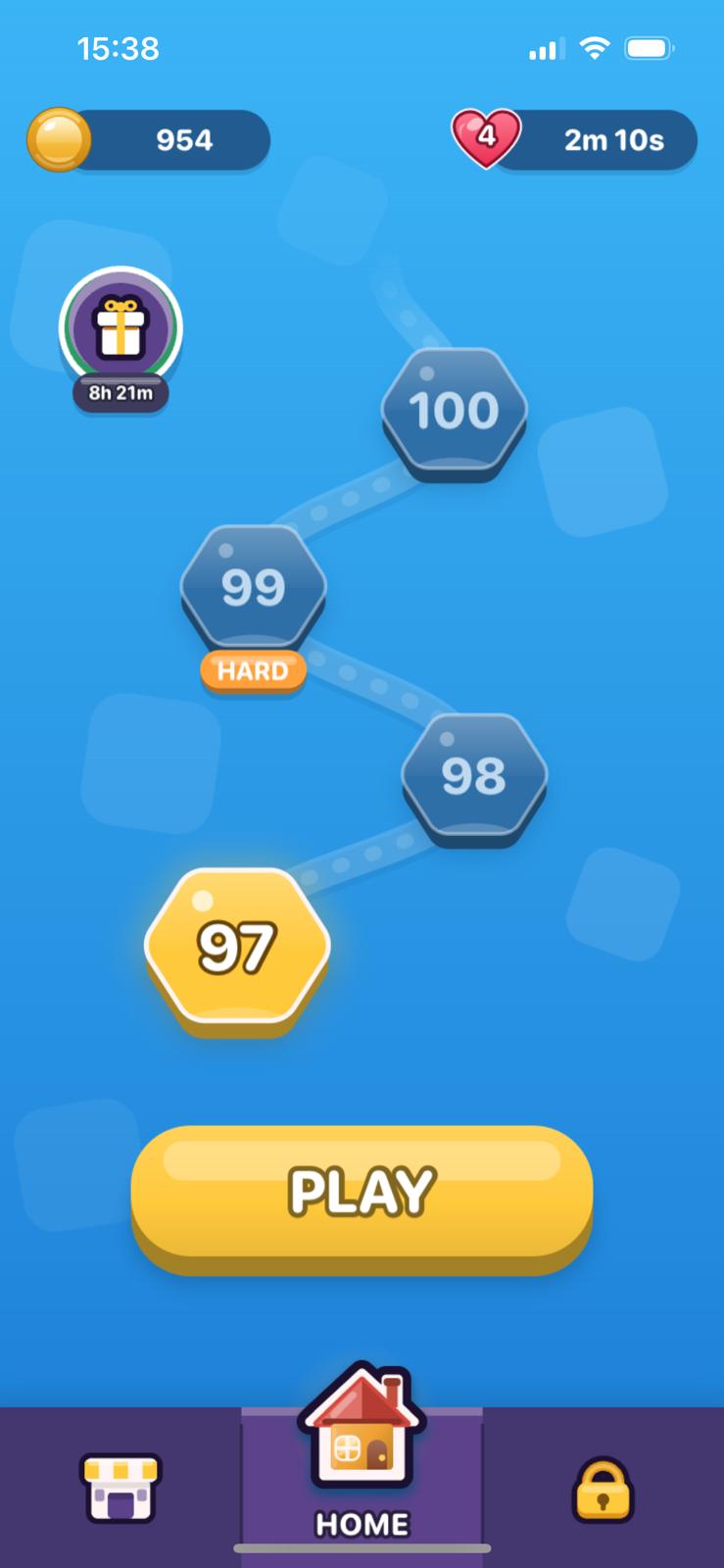 The Square Swipe home screen: a trail of numbered levels and a Play button.